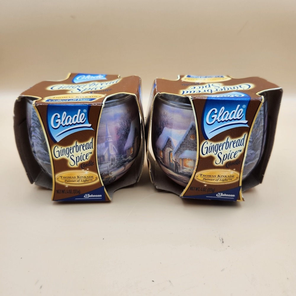 2004 Glade Candle‎ Gingerbread Spice Thomas Kinkade Limited Edition Lot of 2 4oz